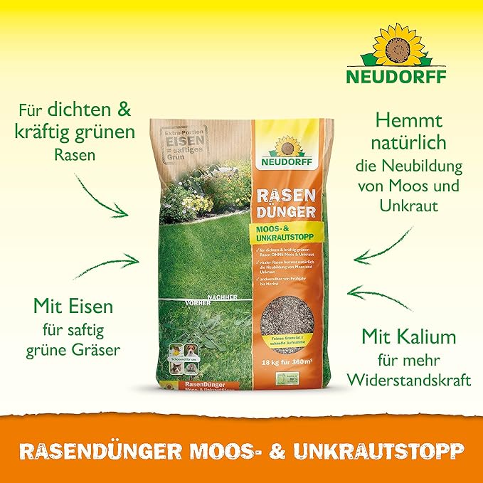 Neudorff Lawn Fertilizer Moss & Weed Stop