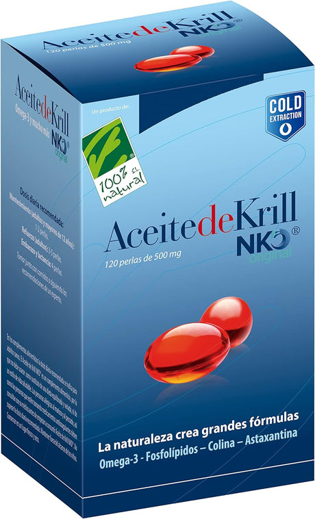 Aceite de Krill Antártico NKO - Omega 3 EPA + DHA - 120 Perlas de 500mg - Beige and Blue markT